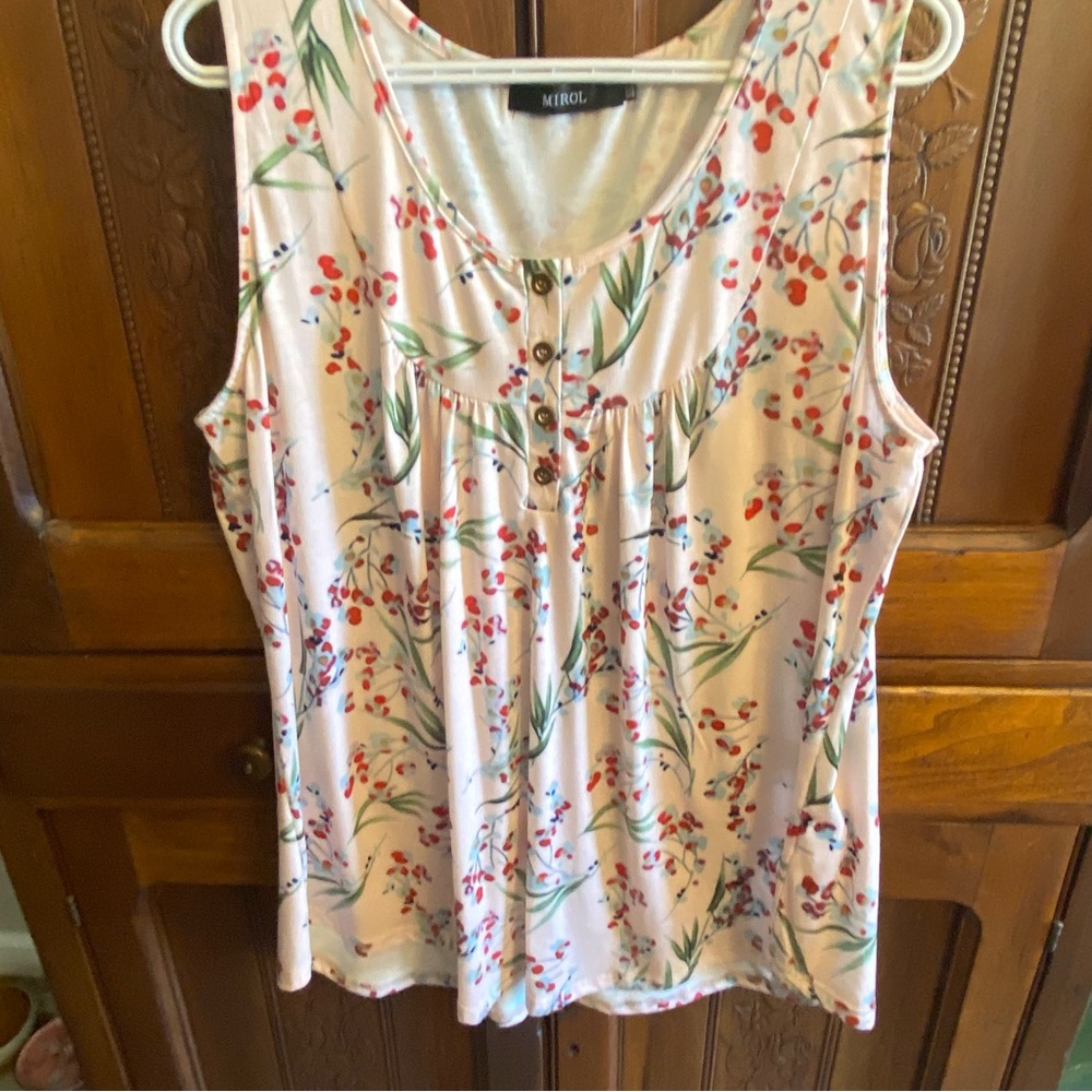 Women's Floral Sleeveless Top - Cream